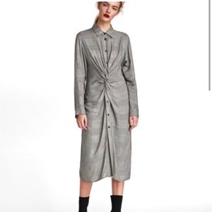 Zara Plaid Wrap midi shirt dress